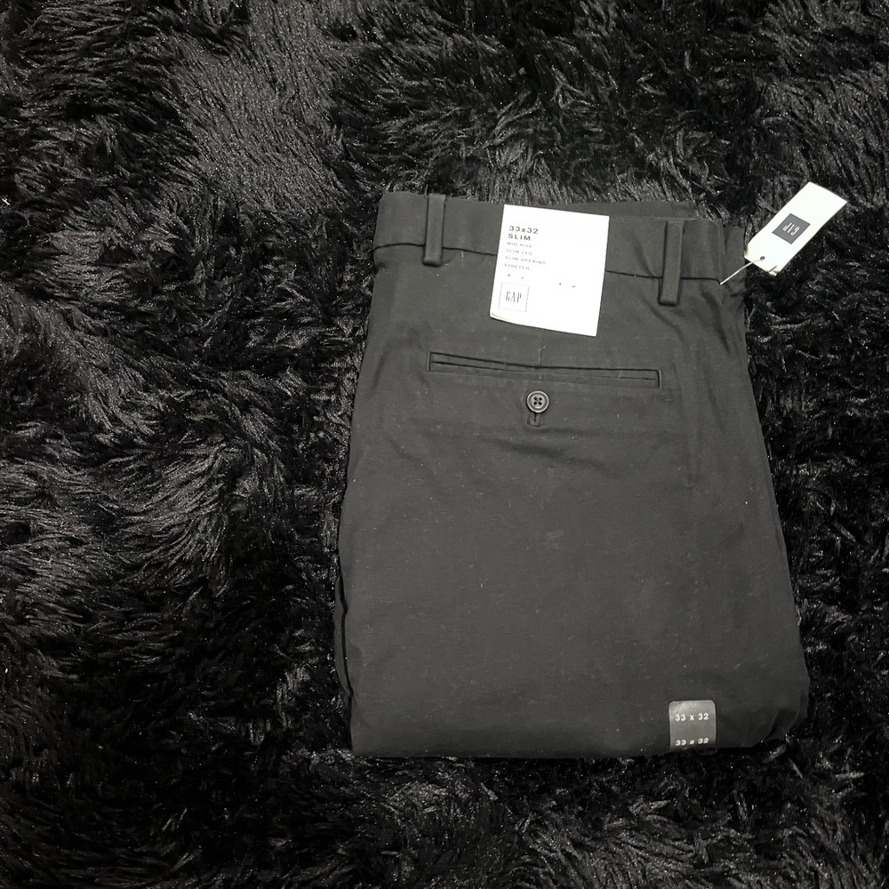 Gap Men's Slim Fit Chino Pants Size 33x32 Black Mid Rise
